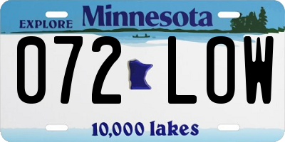 MN license plate 072LOW