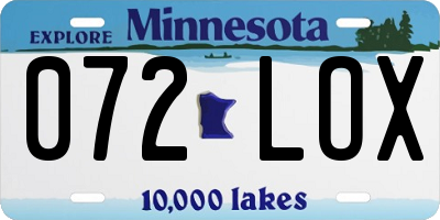 MN license plate 072LOX