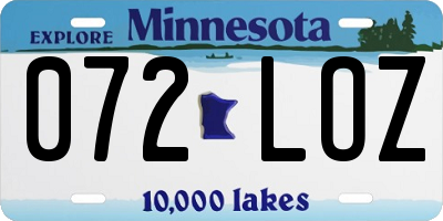 MN license plate 072LOZ