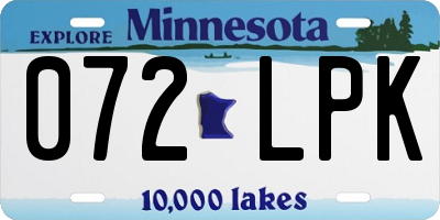 MN license plate 072LPK