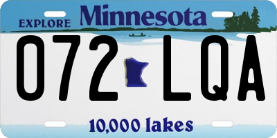 MN license plate 072LQA