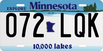 MN license plate 072LQK
