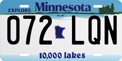 MN license plate 072LQN