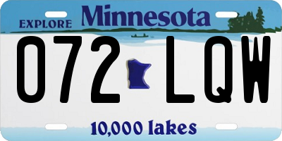 MN license plate 072LQW