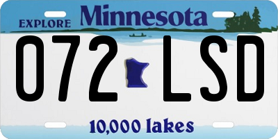 MN license plate 072LSD