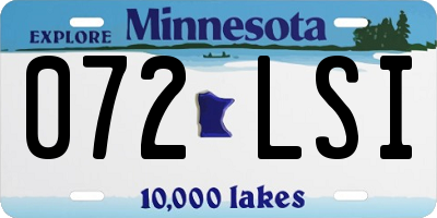 MN license plate 072LSI