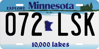 MN license plate 072LSK