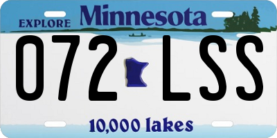 MN license plate 072LSS