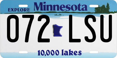 MN license plate 072LSU
