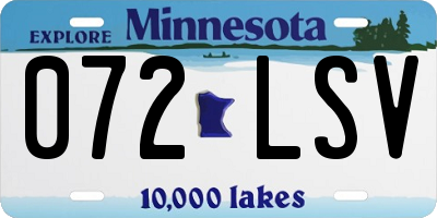 MN license plate 072LSV
