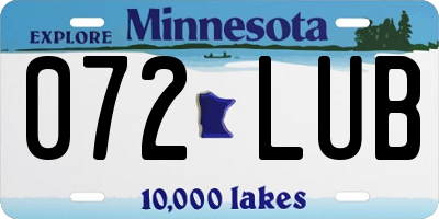 MN license plate 072LUB