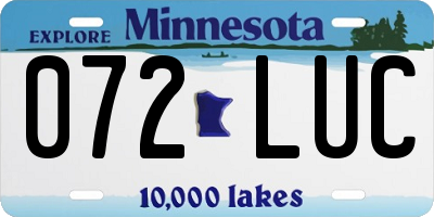 MN license plate 072LUC