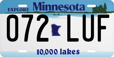 MN license plate 072LUF