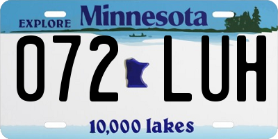 MN license plate 072LUH