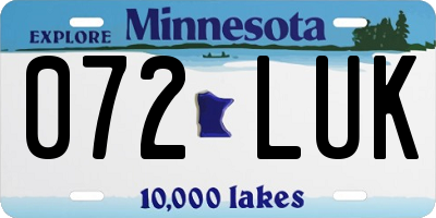 MN license plate 072LUK