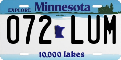 MN license plate 072LUM