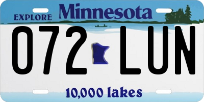 MN license plate 072LUN