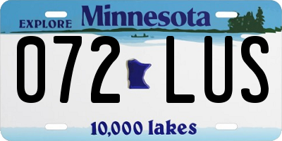 MN license plate 072LUS