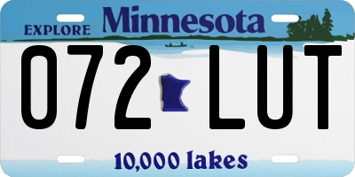 MN license plate 072LUT