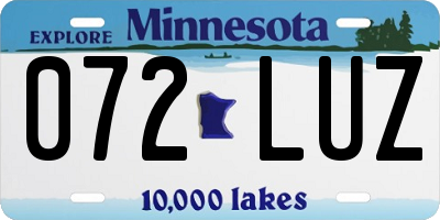 MN license plate 072LUZ