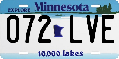MN license plate 072LVE