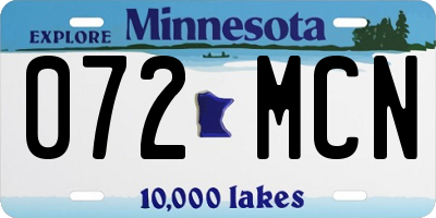 MN license plate 072MCN