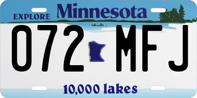 MN license plate 072MFJ