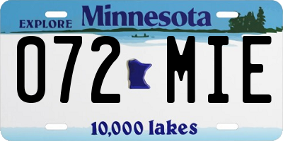 MN license plate 072MIE