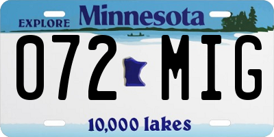 MN license plate 072MIG