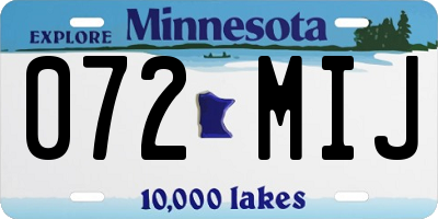 MN license plate 072MIJ