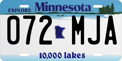 MN license plate 072MJA
