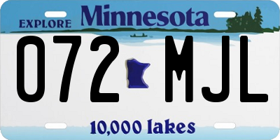 MN license plate 072MJL