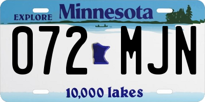 MN license plate 072MJN