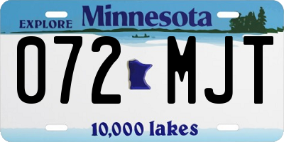 MN license plate 072MJT