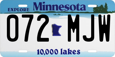 MN license plate 072MJW