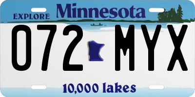 MN license plate 072MYX