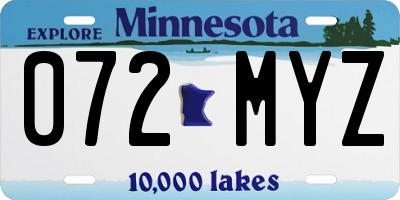 MN license plate 072MYZ