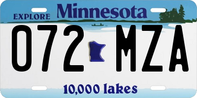 MN license plate 072MZA