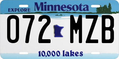 MN license plate 072MZB