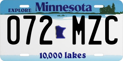 MN license plate 072MZC