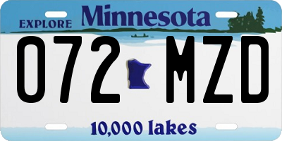 MN license plate 072MZD