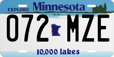 MN license plate 072MZE