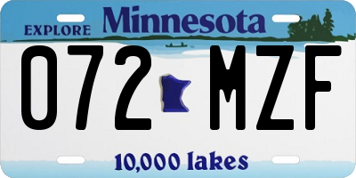 MN license plate 072MZF