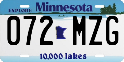 MN license plate 072MZG