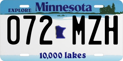 MN license plate 072MZH