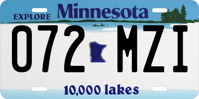 MN license plate 072MZI