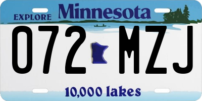 MN license plate 072MZJ