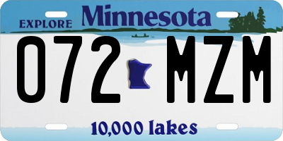 MN license plate 072MZM
