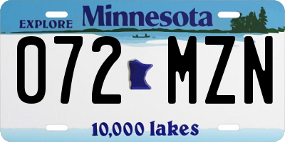 MN license plate 072MZN