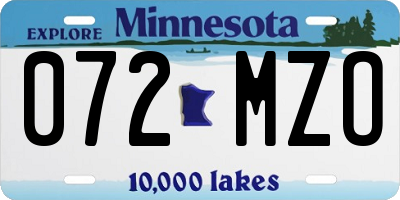 MN license plate 072MZO